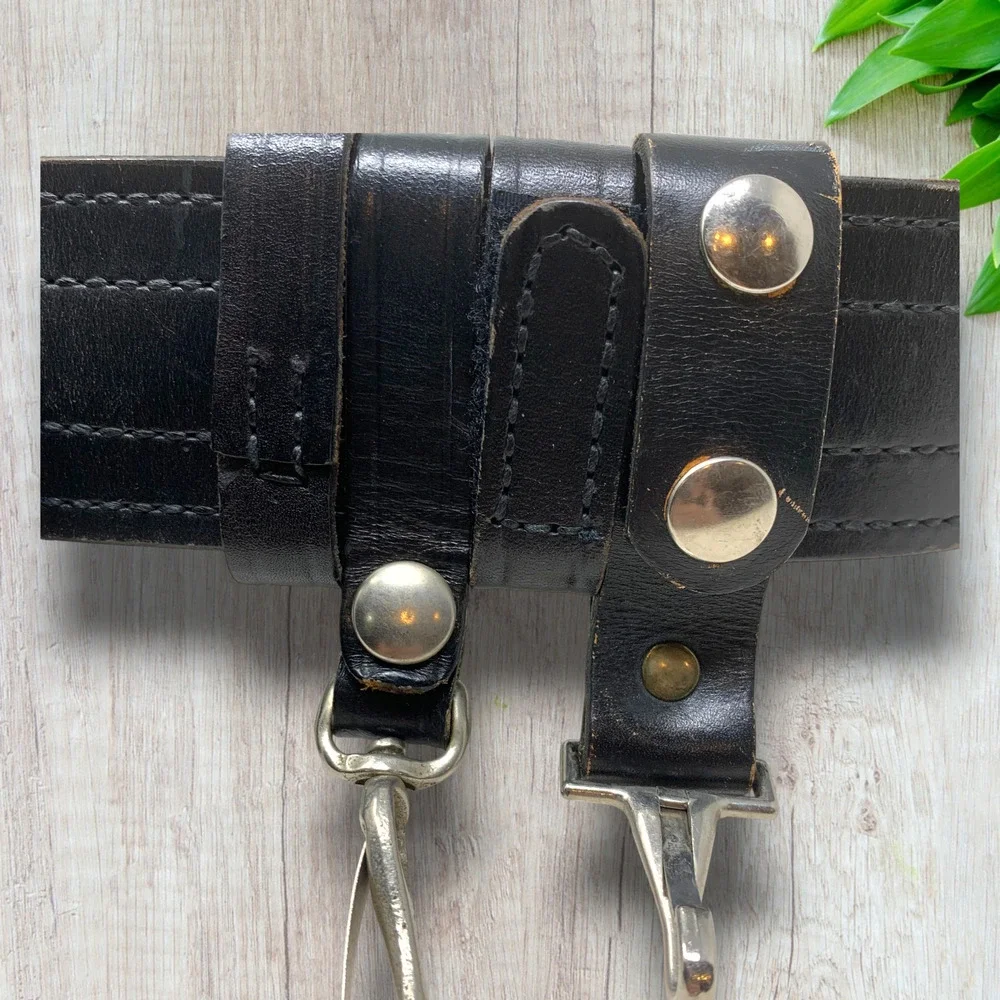 Vintage Bucheimer Clark Black Leather Tactical Buckleless Belt Safariland Gear